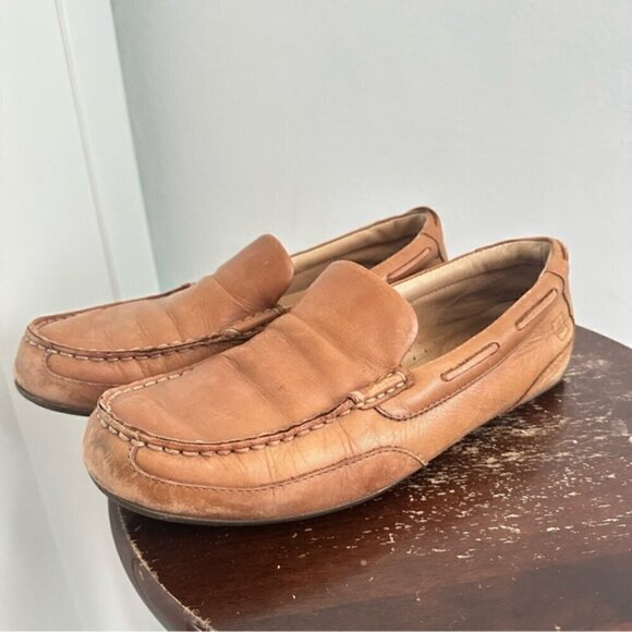 Sperry Top-Sider Leather Loafers Natural Hampden Venetian Drivers 8M - Picture 3 of 8